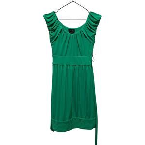 Max and Cleo Women's Green Y2K Jersey Knit Dress Sz 2 Party VTG babydoll